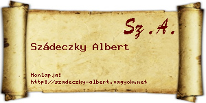 Szádeczky Albert névjegykártya
